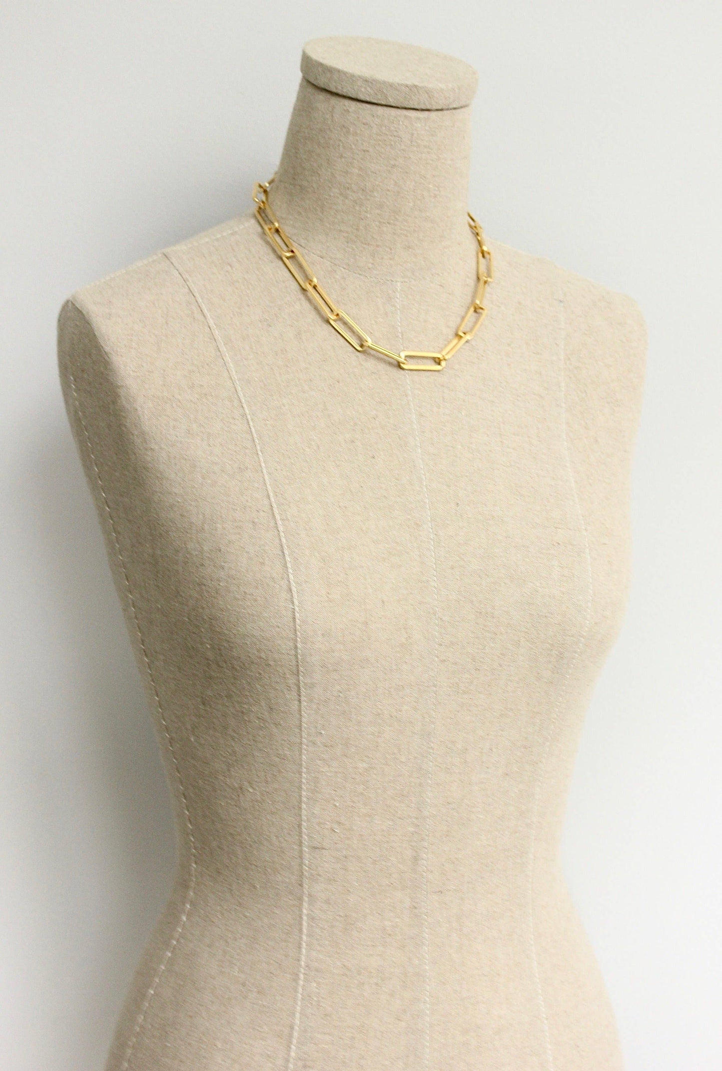 Gold Plated Paperclip Chain Necklace