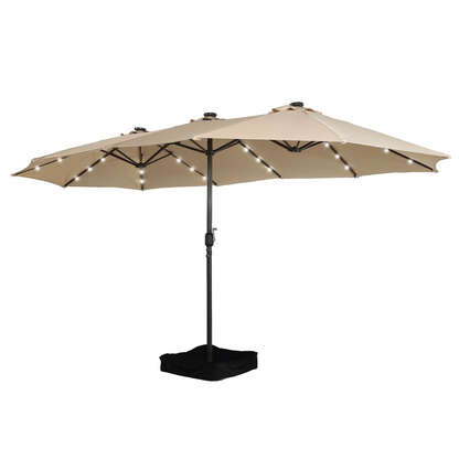 🌞15ft Patio Steel Rectangular Double-Sided Market Umbrella With Base(Free shipping)