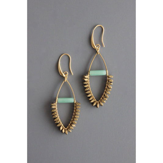 Jade & Gold Hematite Wire Wrapped Earrings