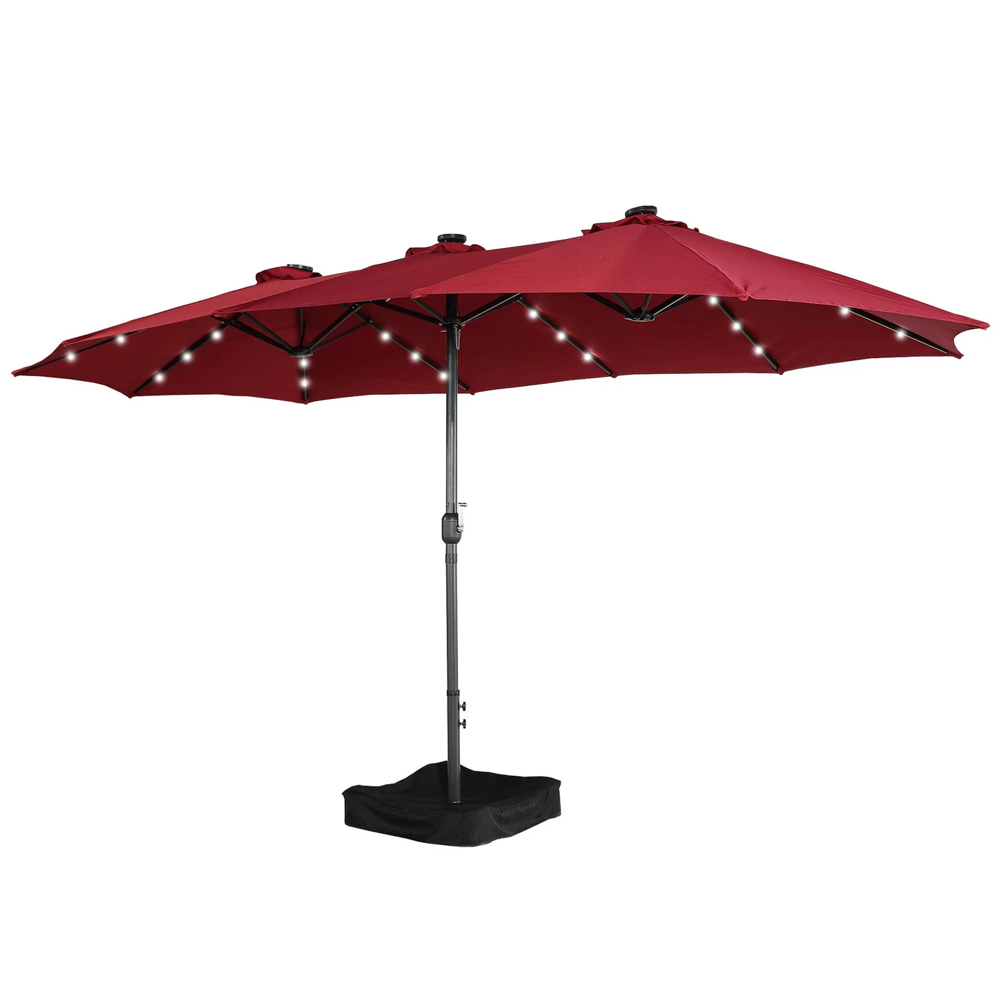 🌞15ft Patio Steel Rectangular Double-Sided Market Umbrella With Base(Free shipping)