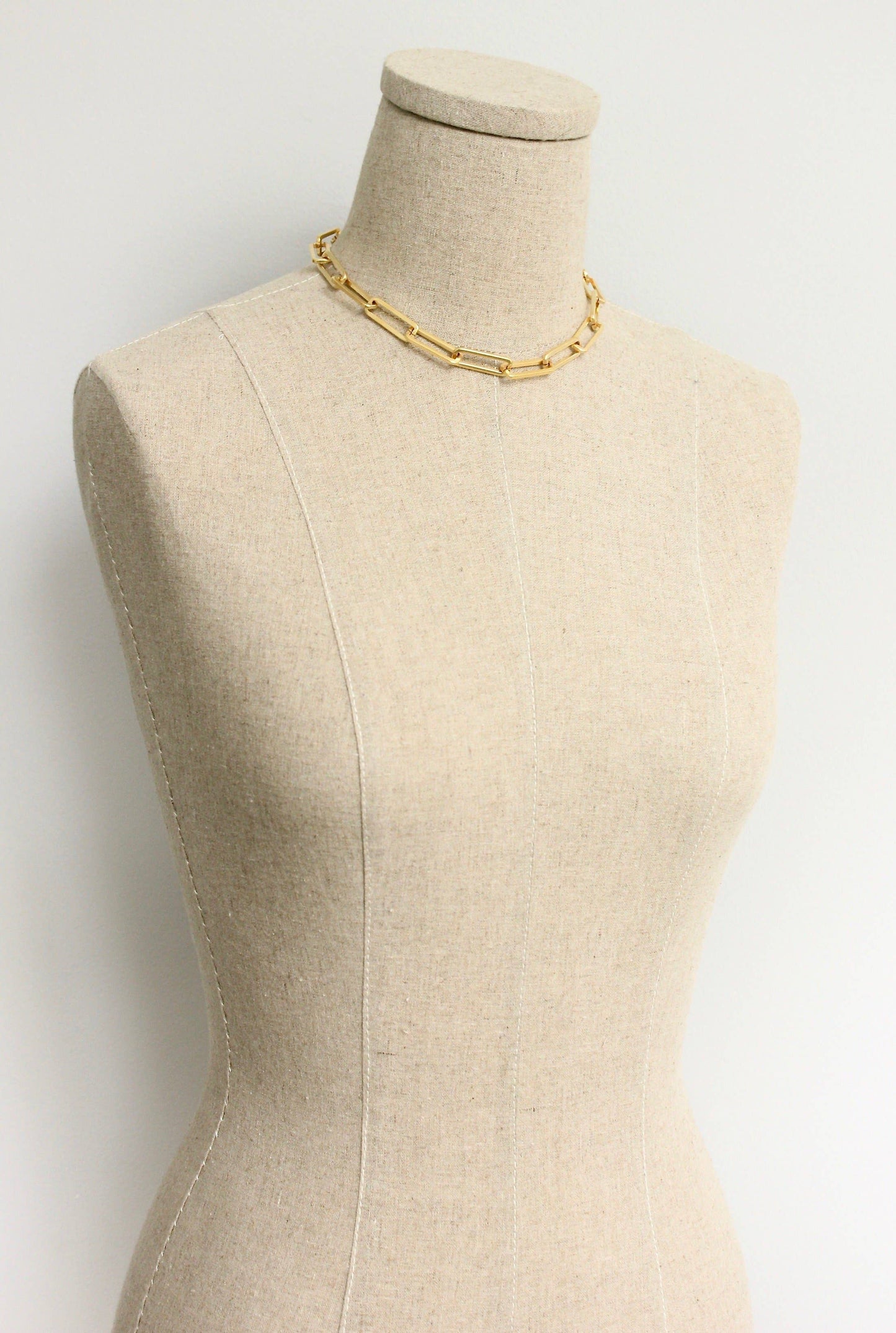 Gold Plated Paperclip Chain Necklace