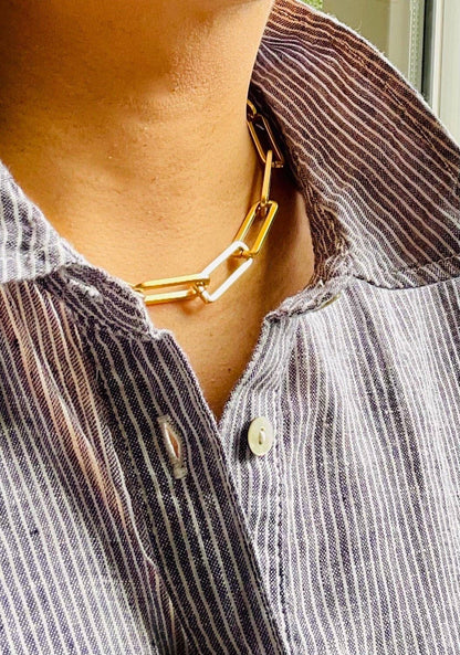 Gold Plated Paperclip Chain Necklace