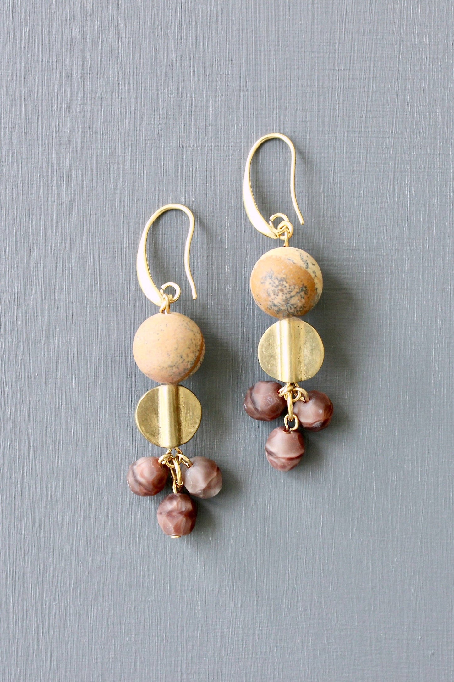 Jasper & Glass Drop Earrings