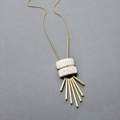 White Geometric Pendant Necklace