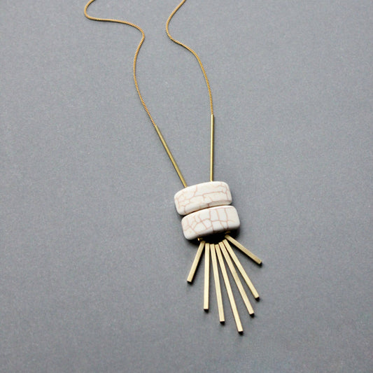 White Geometric Pendant Necklace