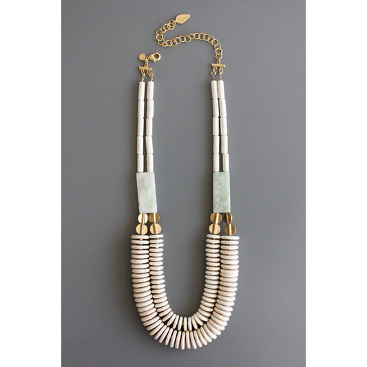 Double Strand Necklace with Magnesite & Brass