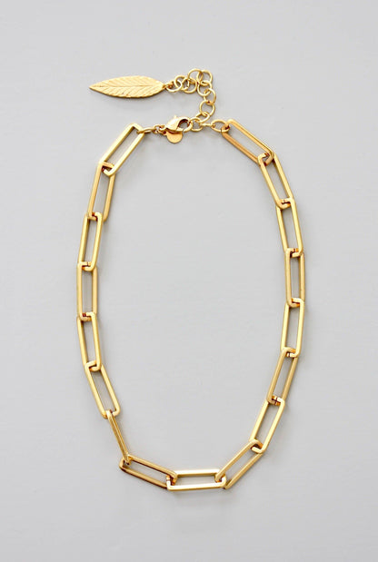 Gold Plated Paperclip Chain Necklace