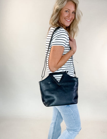 Black Sophie Triangle Handle Bag