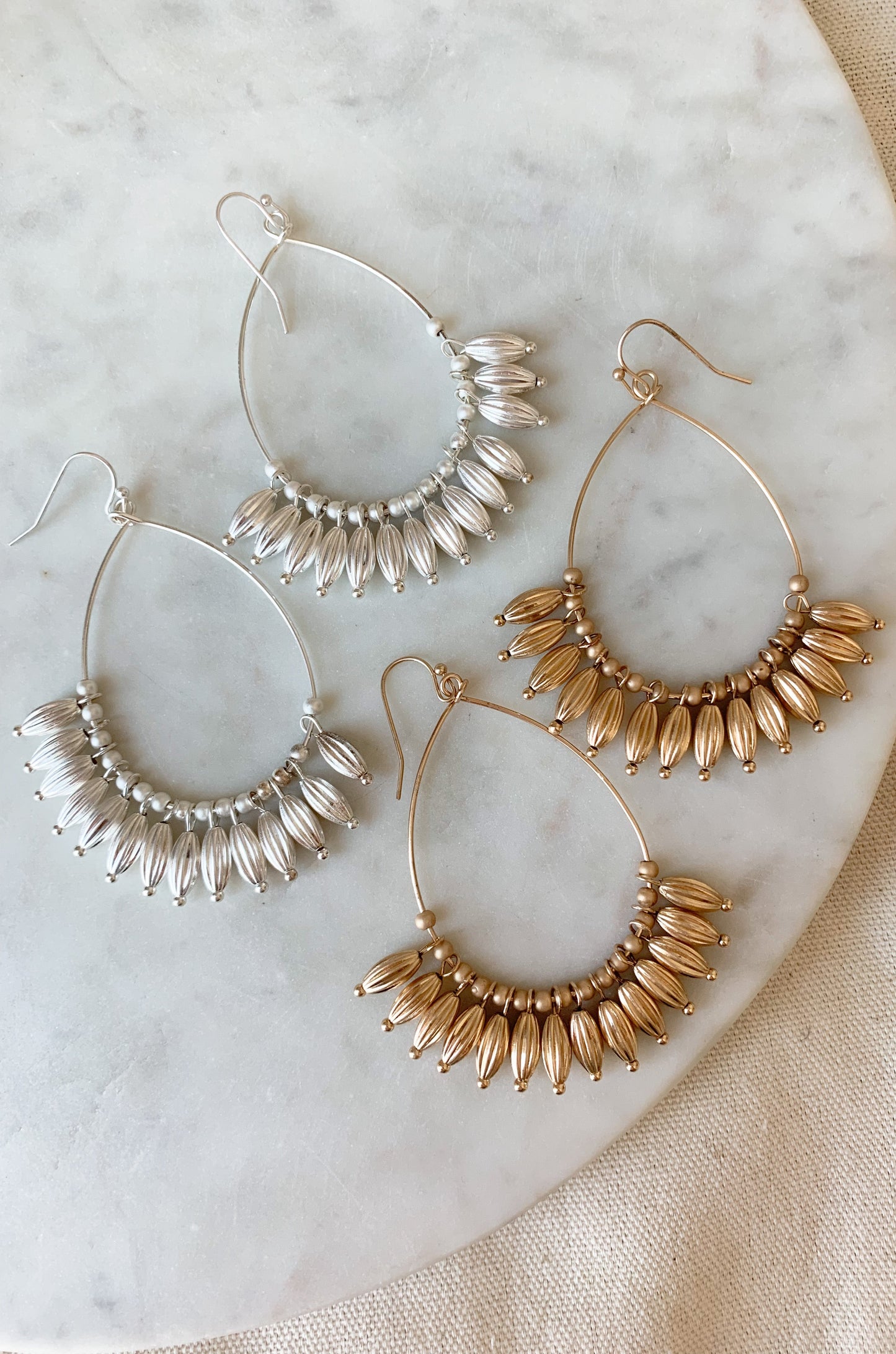 Teardrop Earrings with Beaded Dangles