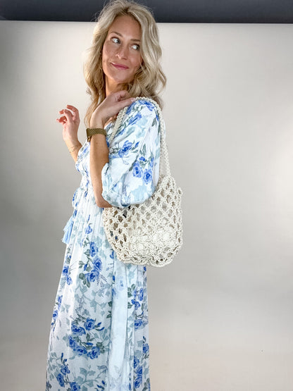 Natural Birdie Macrame Tote