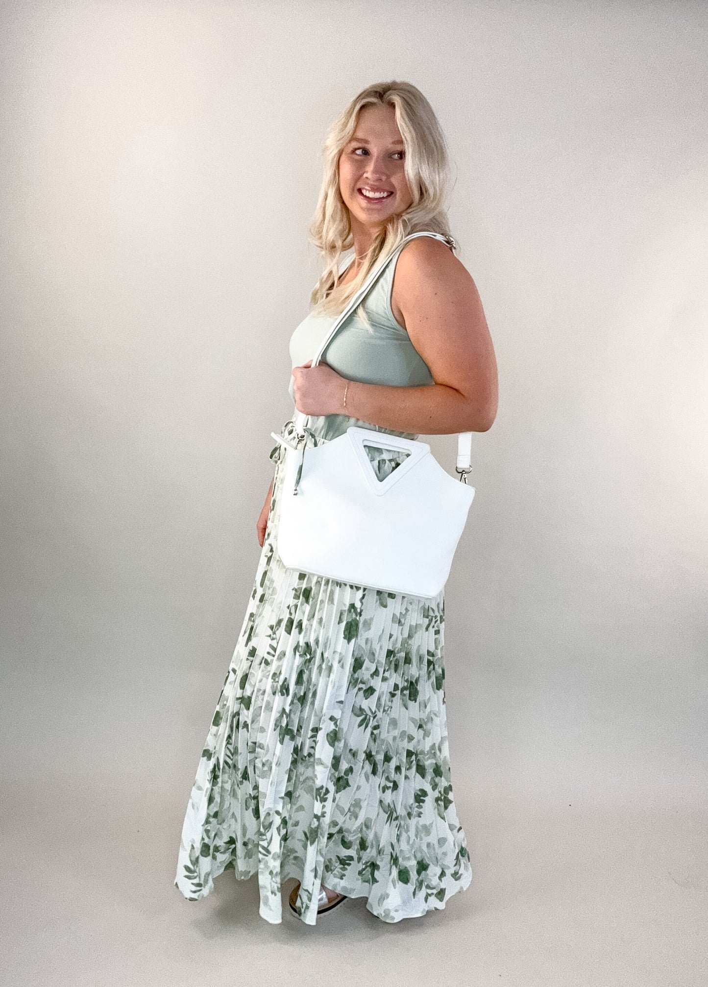 White Sophie Triangle Handle Bag