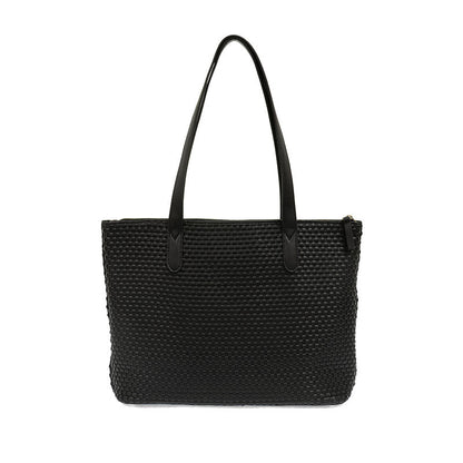 Shelly Woven Top Zip Tote Bag