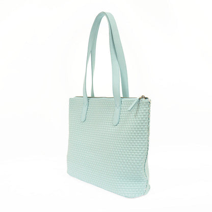 Shelly Woven Top Zip Tote Bag