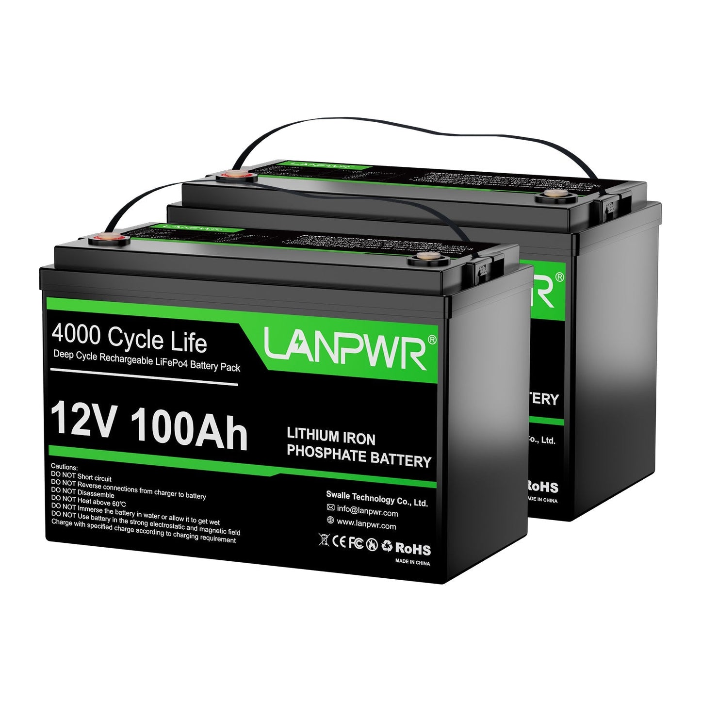 【New Year Sale ＄69】LANPWR 12V 100Ah LiFePO4 Battery with 4000+ Deep Cycles & Built-In 100A BMS, 1280Wh Best RV Lithium Battery