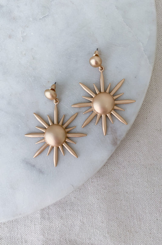 Matte Gold Large Starburst Earring