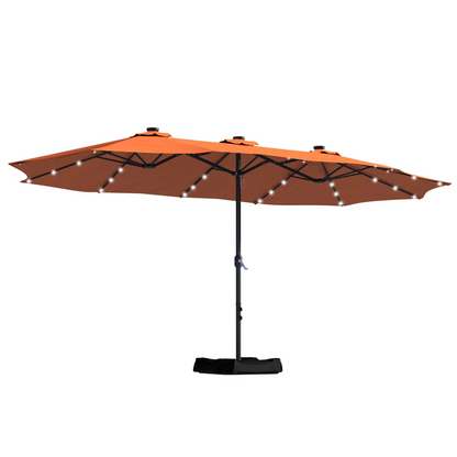 🌞15ft Patio Steel Rectangular Double-Sided Market Umbrella With Base(Free shipping)