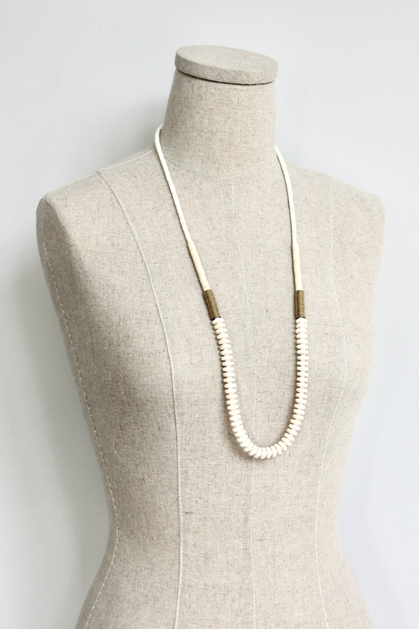 White and Gold Disc Necklace