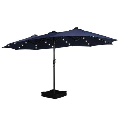 🌞15ft Patio Steel Rectangular Double-Sided Market Umbrella With Base(Free shipping)