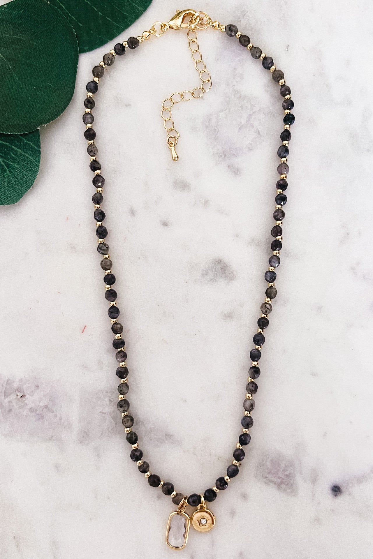 Moody Beaded Necklace W/Gold Charm